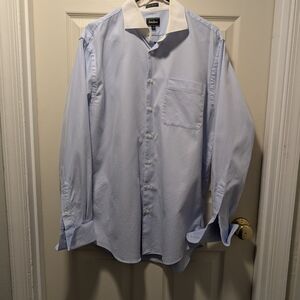 Neiman Marcus Men's Blue Textured Contrast Collar Dress Shirt 34 / 35 Neck 16